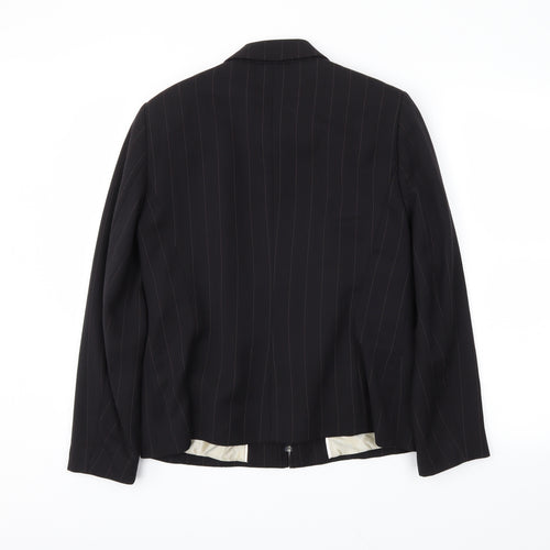 Klass Womens Black Striped  Jacket Blazer Size 14