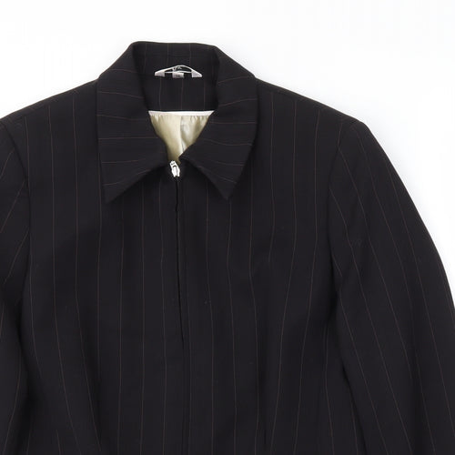 Klass Womens Black Striped  Jacket Blazer Size 14