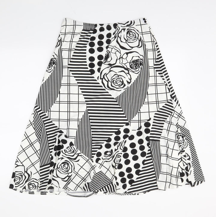 Preworn Womens White Polka Dot  Swing Skirt Size 28 in