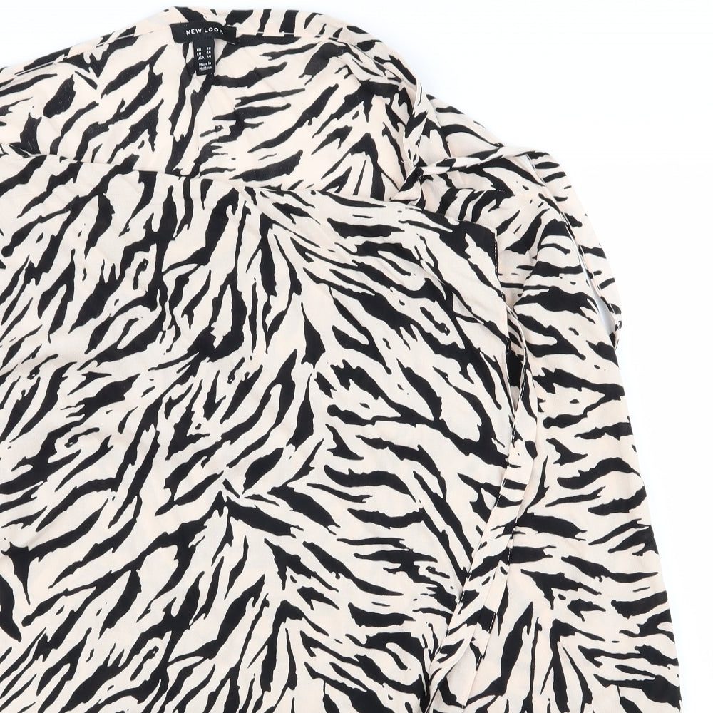 Preworn Womens Black Animal Print  Basic Blouse Size 8  - 9