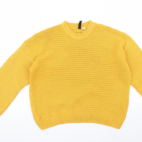 Divided Womens Yellow   Pullover Jumper Size S