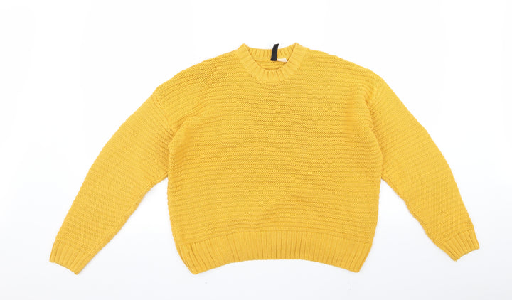 Divided Womens Yellow   Pullover Jumper Size S