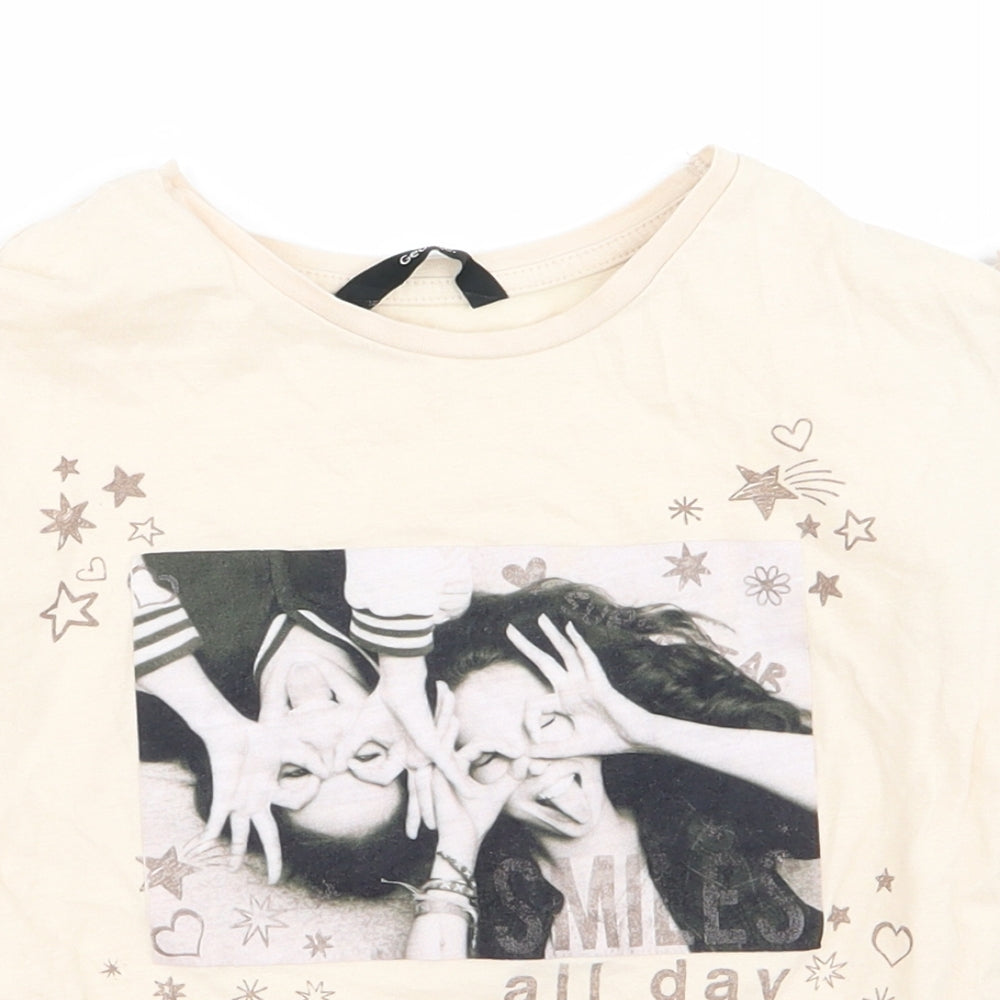 George Girls Beige  Rayon Basic T-Shirt Size 6 Years