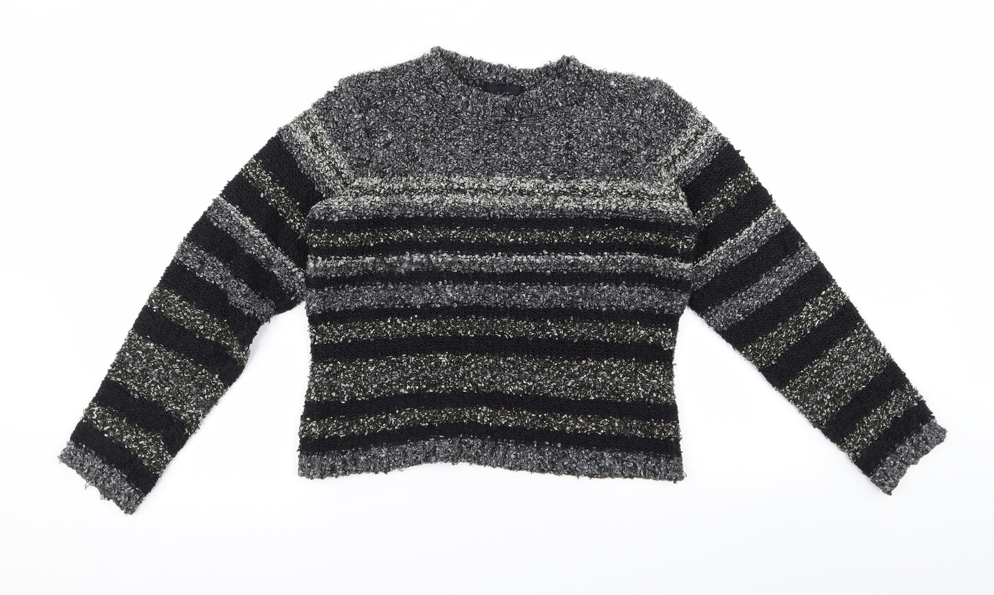 mixin Womens Grey Striped  Pullover Jumper Size M