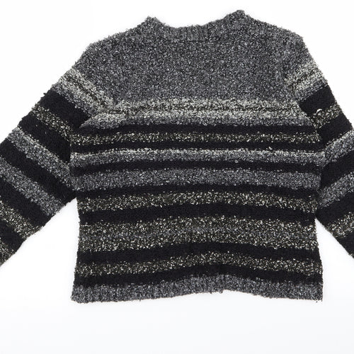 mixin Womens Grey Striped  Pullover Jumper Size M
