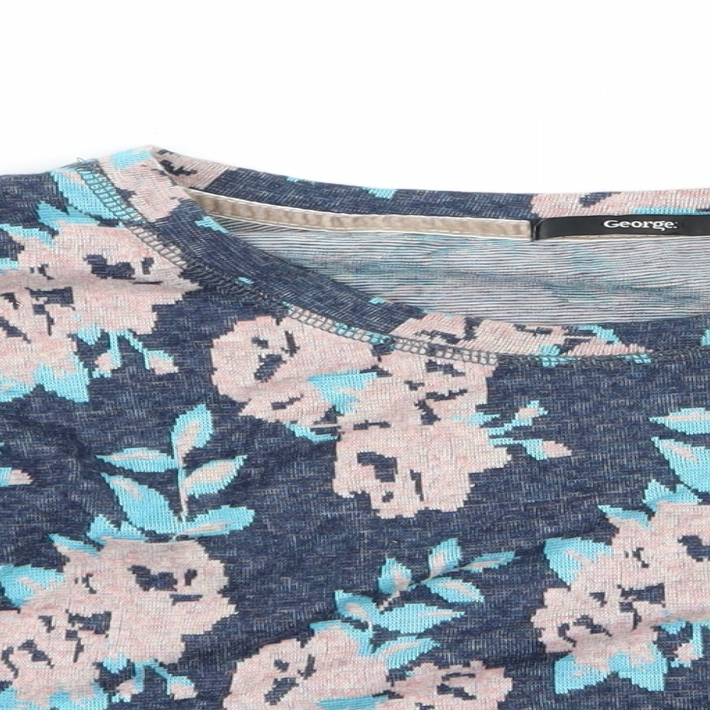 George Womens Blue Floral  Pullover Jumper Size 14