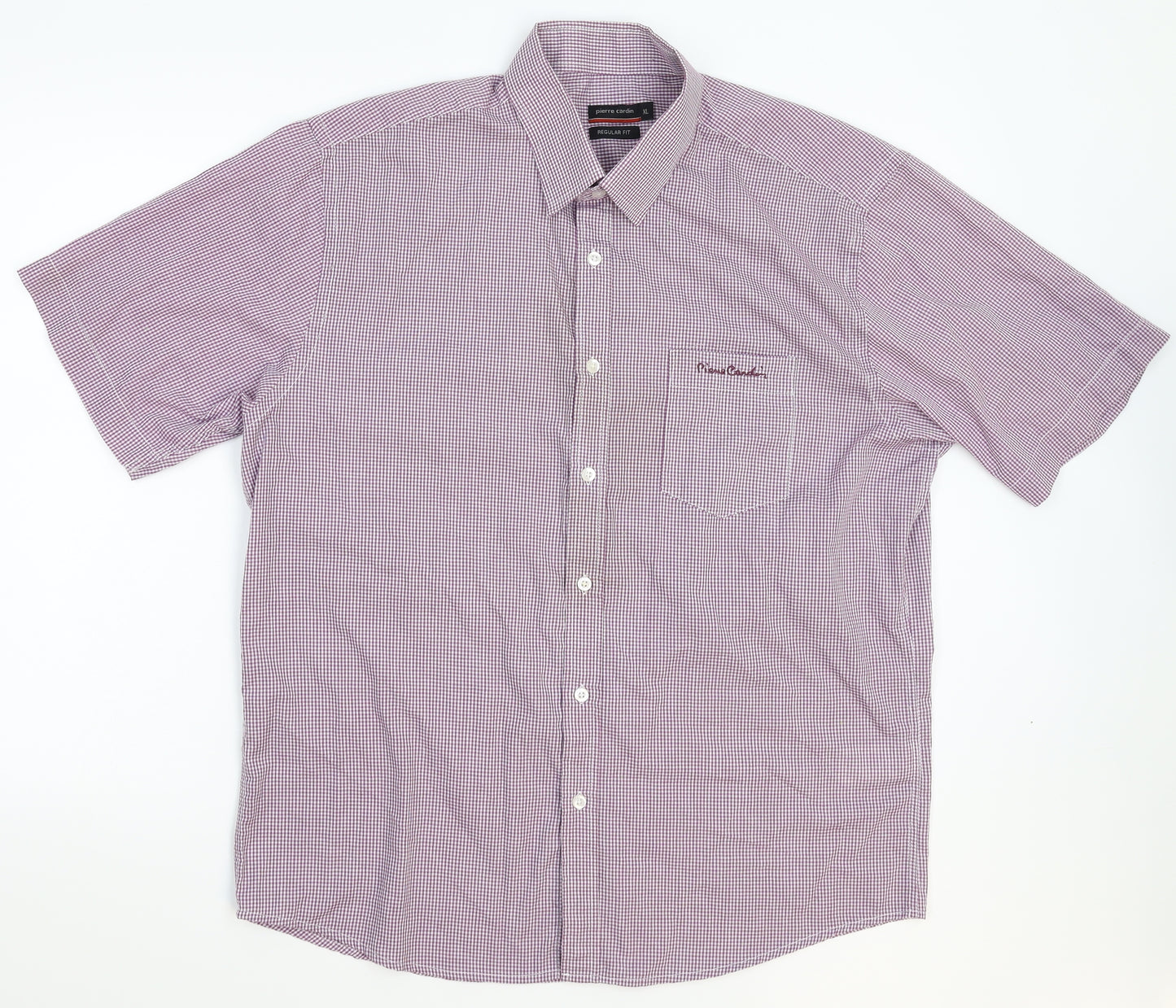 Pierre Cardin Mens Purple Check   Button-Up Size XL