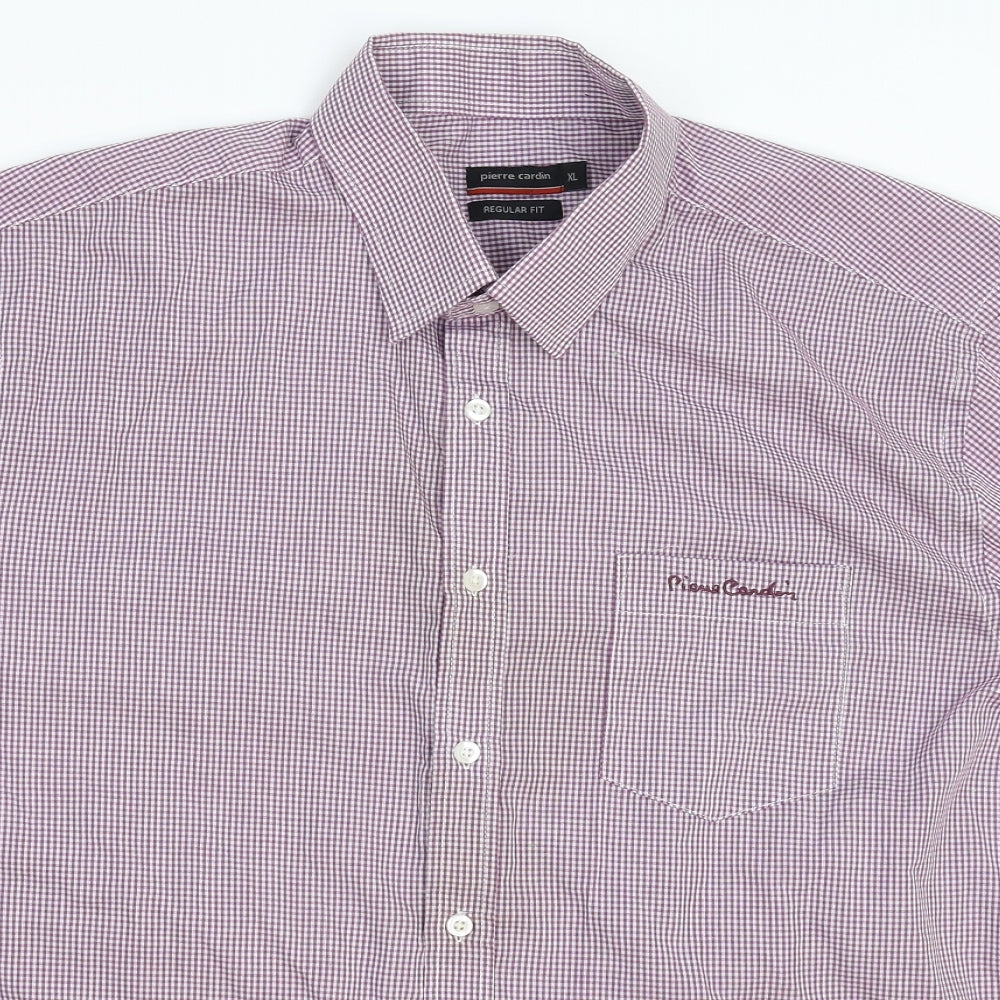 Pierre Cardin Mens Purple Check   Button-Up Size XL
