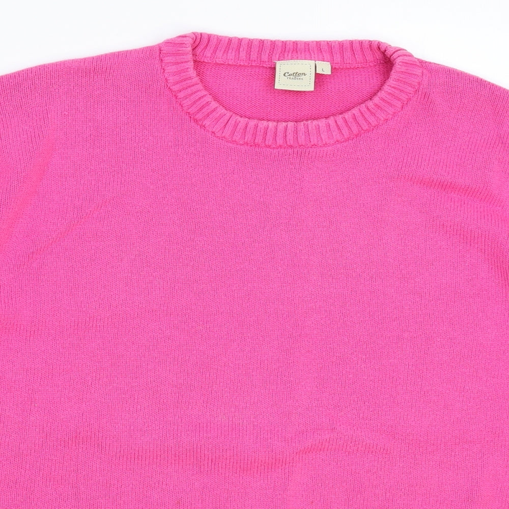 Cotton Traders Mens Pink  Knit Pullover Jumper Size L