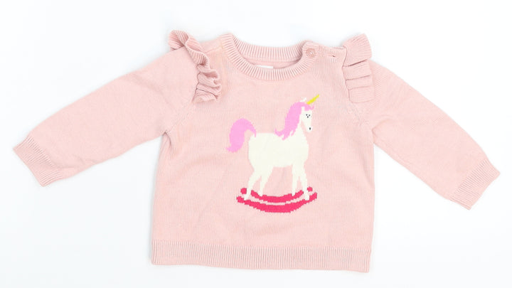 Gap Girls Pink Knit Pullover Jumper Size 3-6 Months