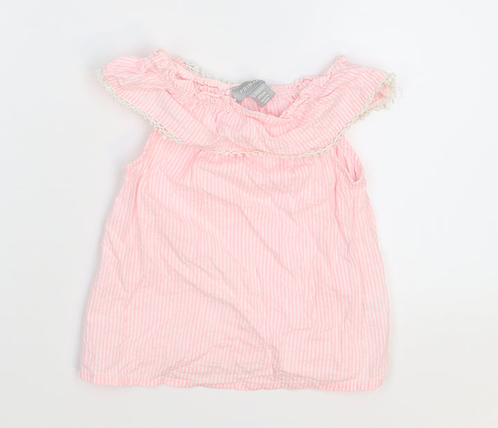 Primark Girls Pink Striped Basic T-Shirt Size 9-12 Months