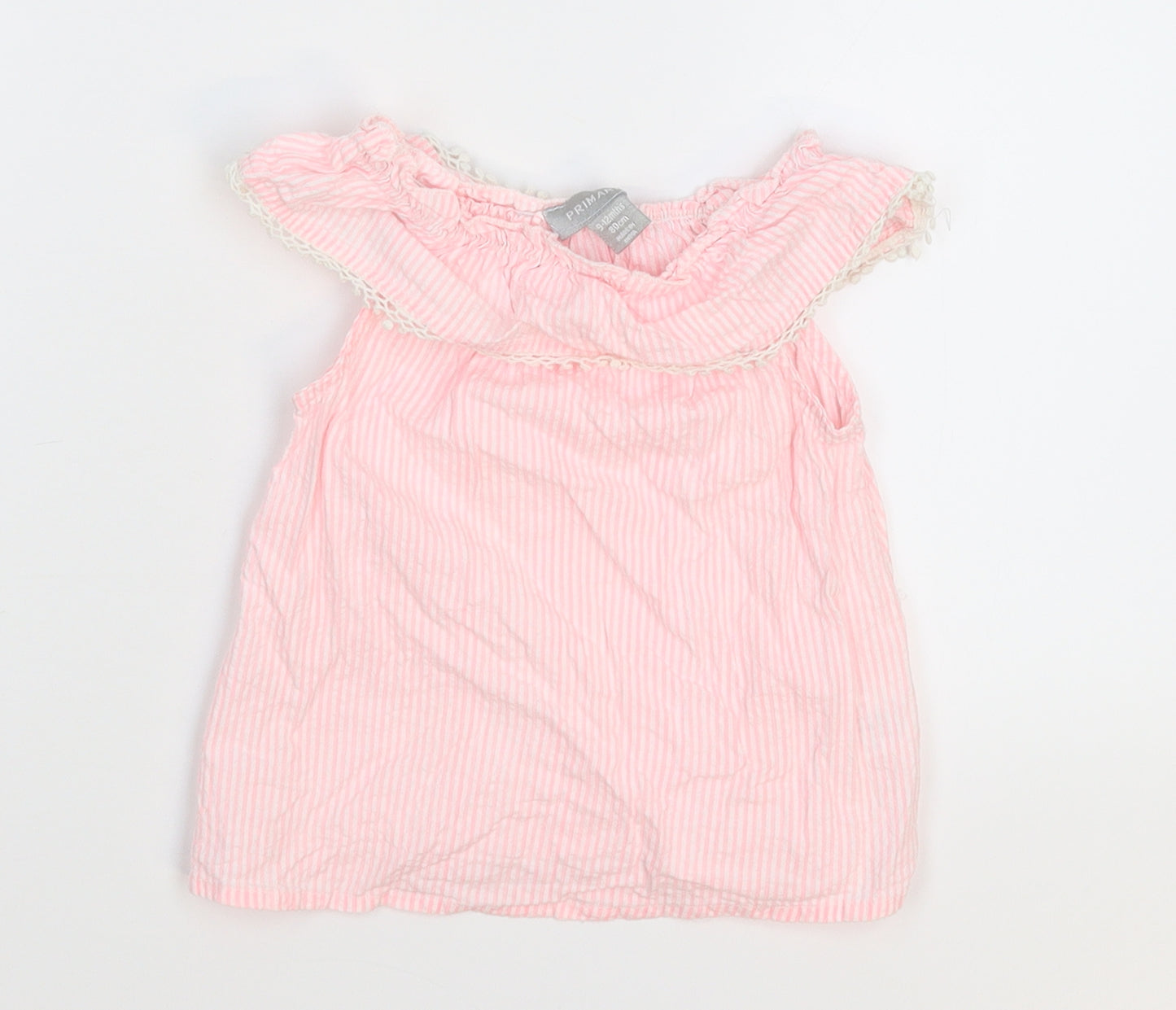 Primark Girls Pink Striped  Basic T-Shirt Size 9-12 Months