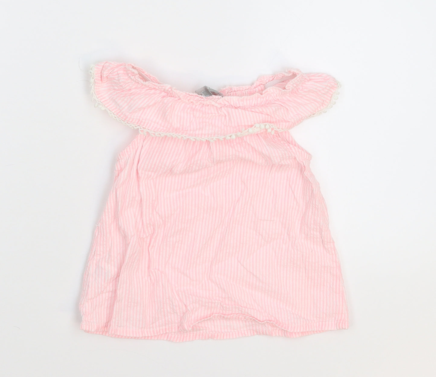Primark Girls Pink Striped  Basic T-Shirt Size 9-12 Months