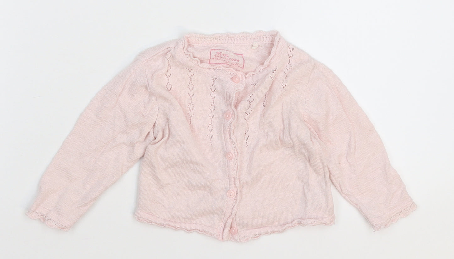 NEXT Girls Pink  Knit Cardigan Jumper Size 3-6 Months