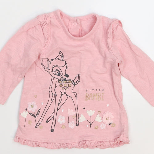 George Girls Pink   Basic T-Shirt Size 3-6 Months  - Bambi