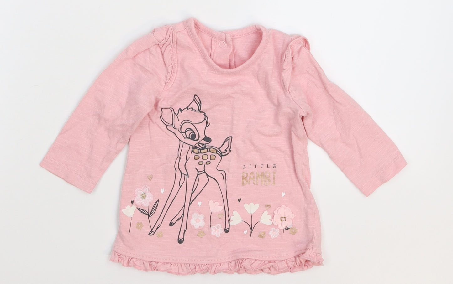 George Girls Pink   Basic T-Shirt Size 3-6 Months  - Bambi