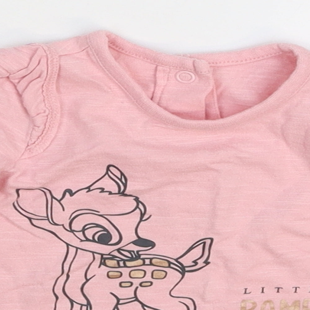 George Girls Pink   Basic T-Shirt Size 3-6 Months  - Bambi