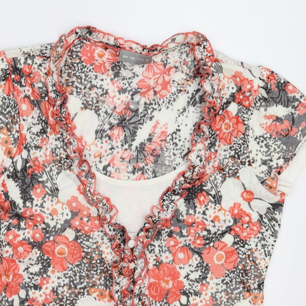 Per Una Womens Multicoloured Floral  Basic T-Shirt Size 12
