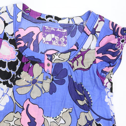 NEXT Womens Blue Floral  Basic T-Shirt Size 12