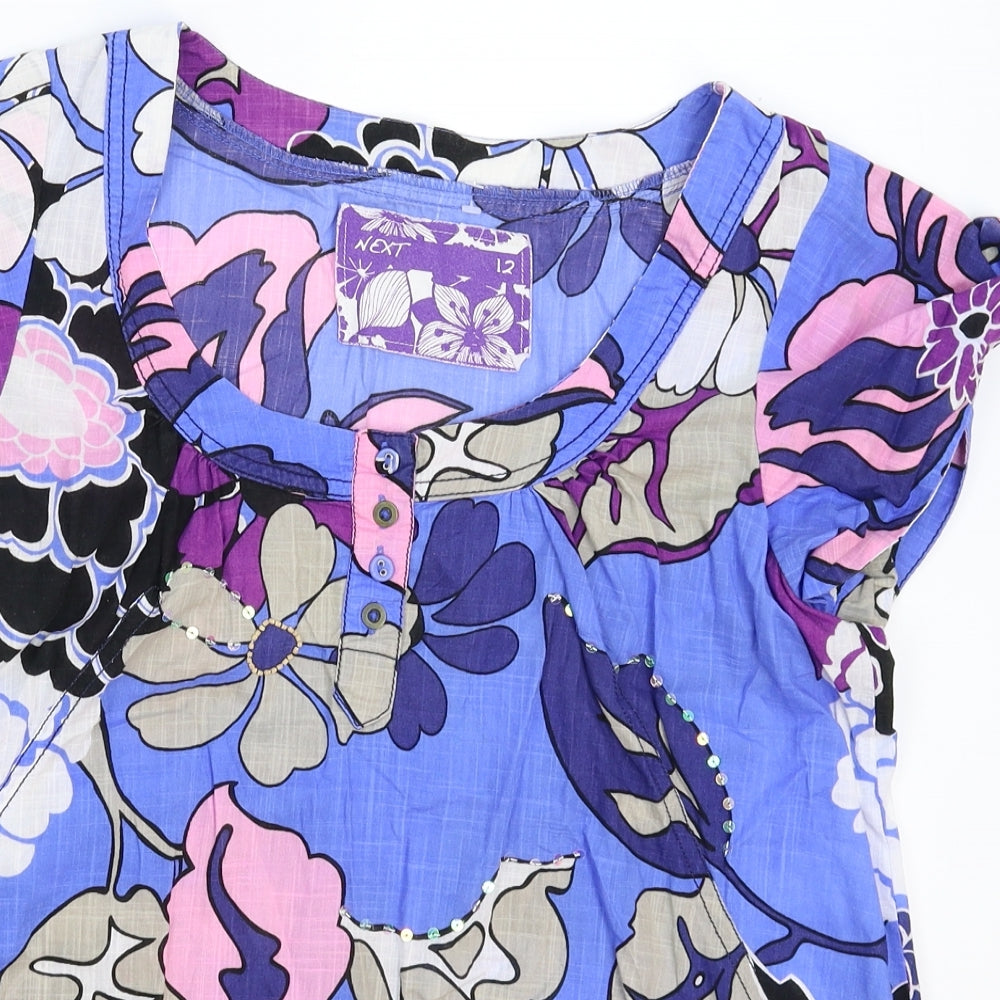 NEXT Womens Blue Floral  Basic T-Shirt Size 12