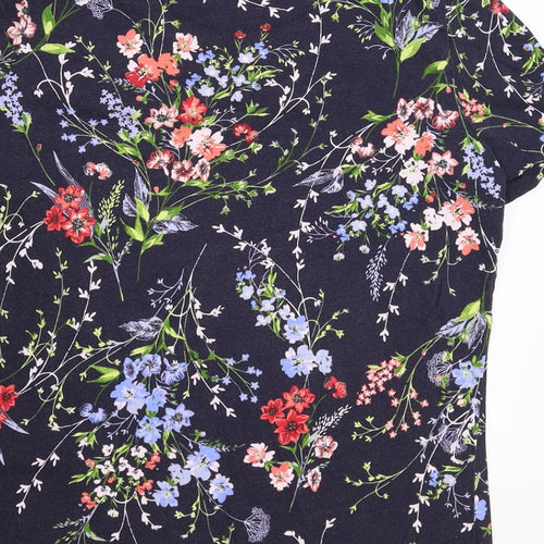 Marks and Spencer Womens Blue Floral  Basic T-Shirt Size 10