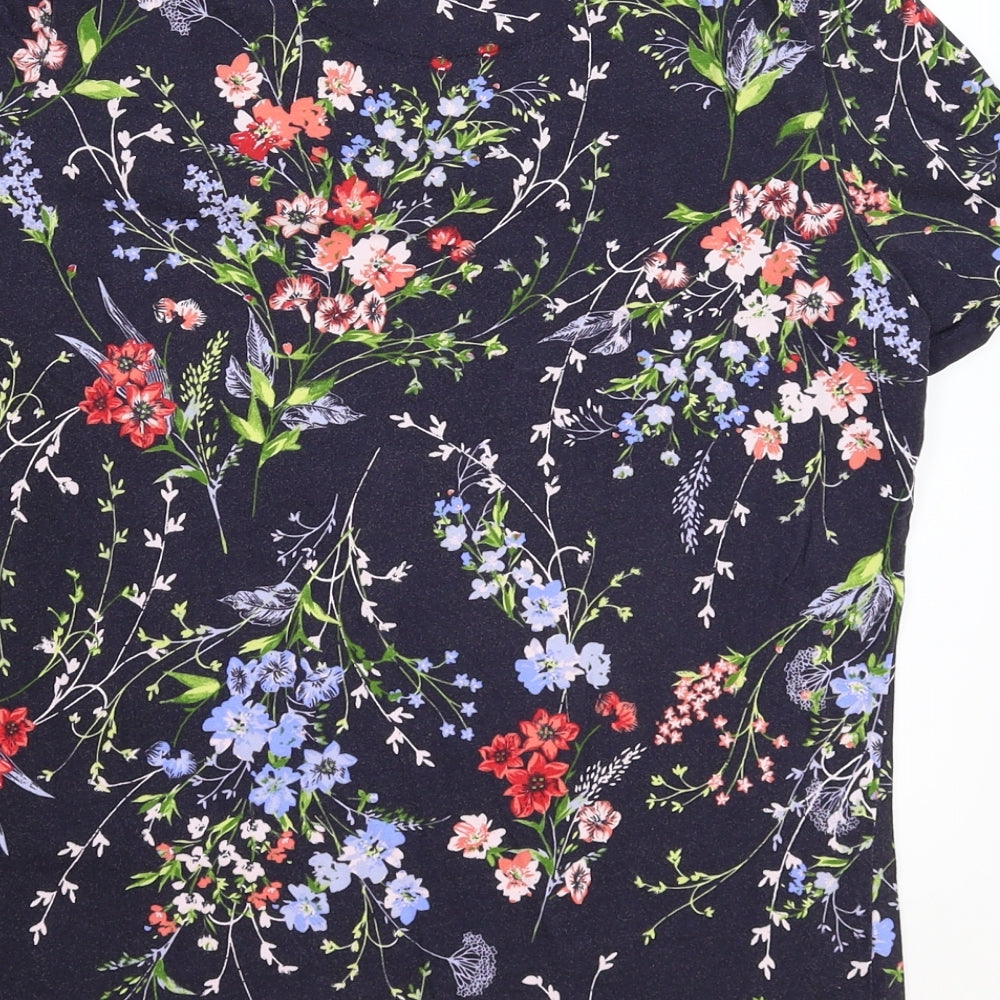 Marks and Spencer Womens Blue Floral  Basic T-Shirt Size 10