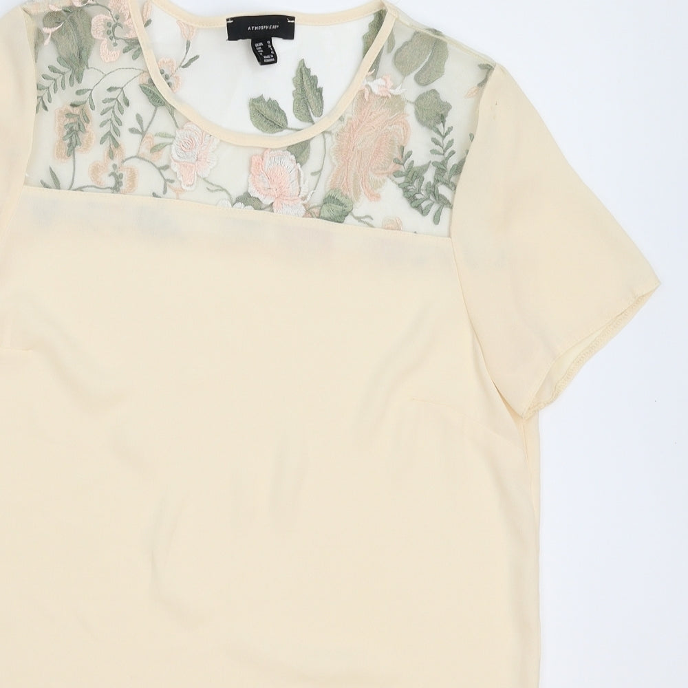 Atmosphere Womens Beige Floral  Basic Blouse Size 10