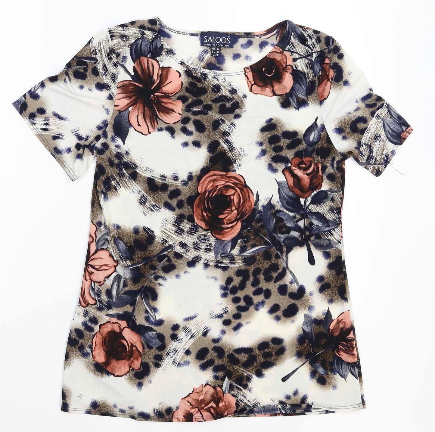 Saloos Womens Multicoloured Floral  Basic T-Shirt Size 12