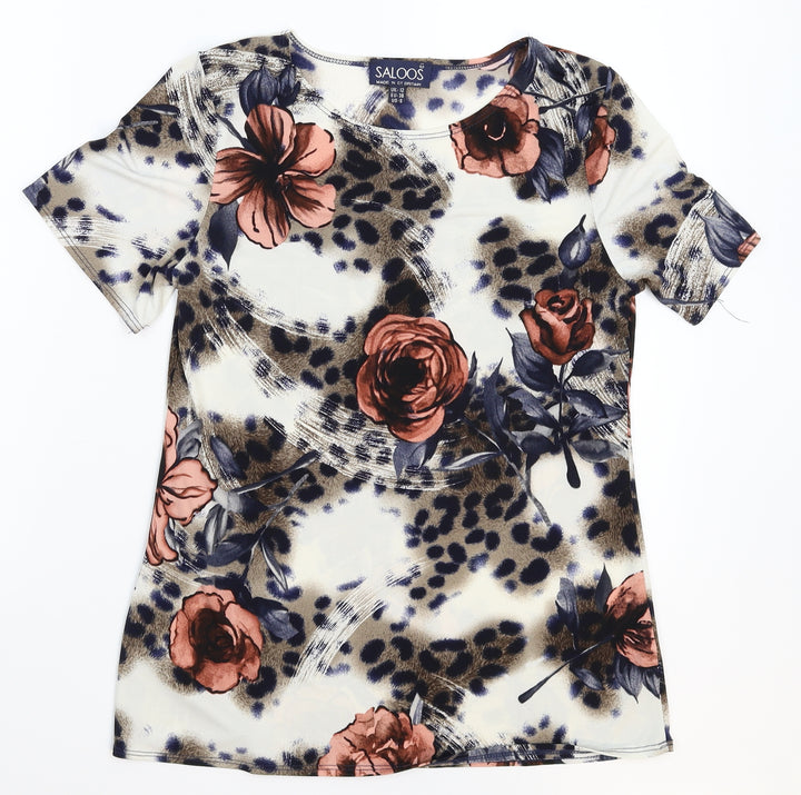 Saloos Womens Multicoloured Floral Basic T-Shirt Size 12