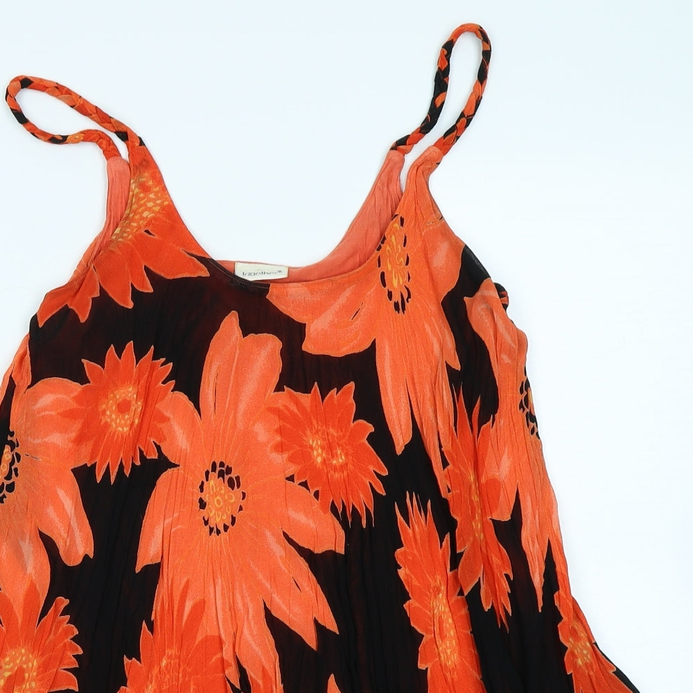 Together Womens Black Floral  Basic T-Shirt Size 10