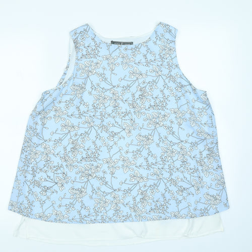 Jessica Graaf Womens Blue Floral  Basic Blouse Size S