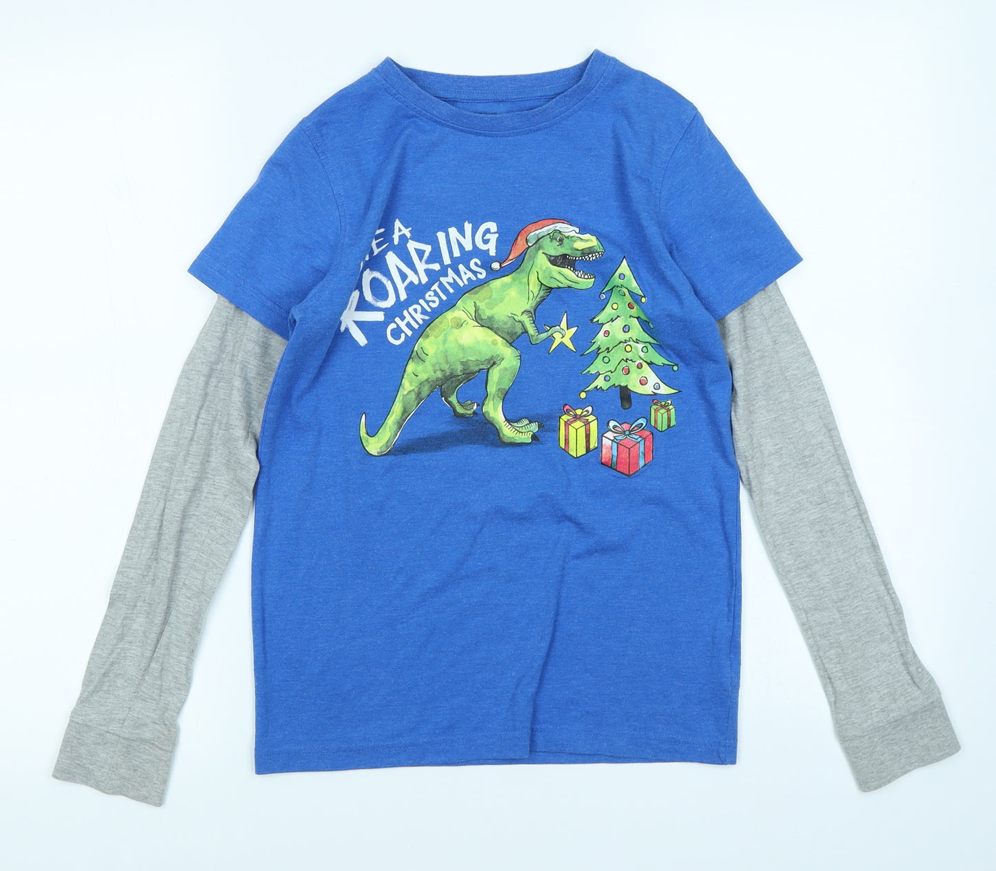 NEXT Boys Blue   Basic T-Shirt Size 10 Years  - Christmas Dinosaur