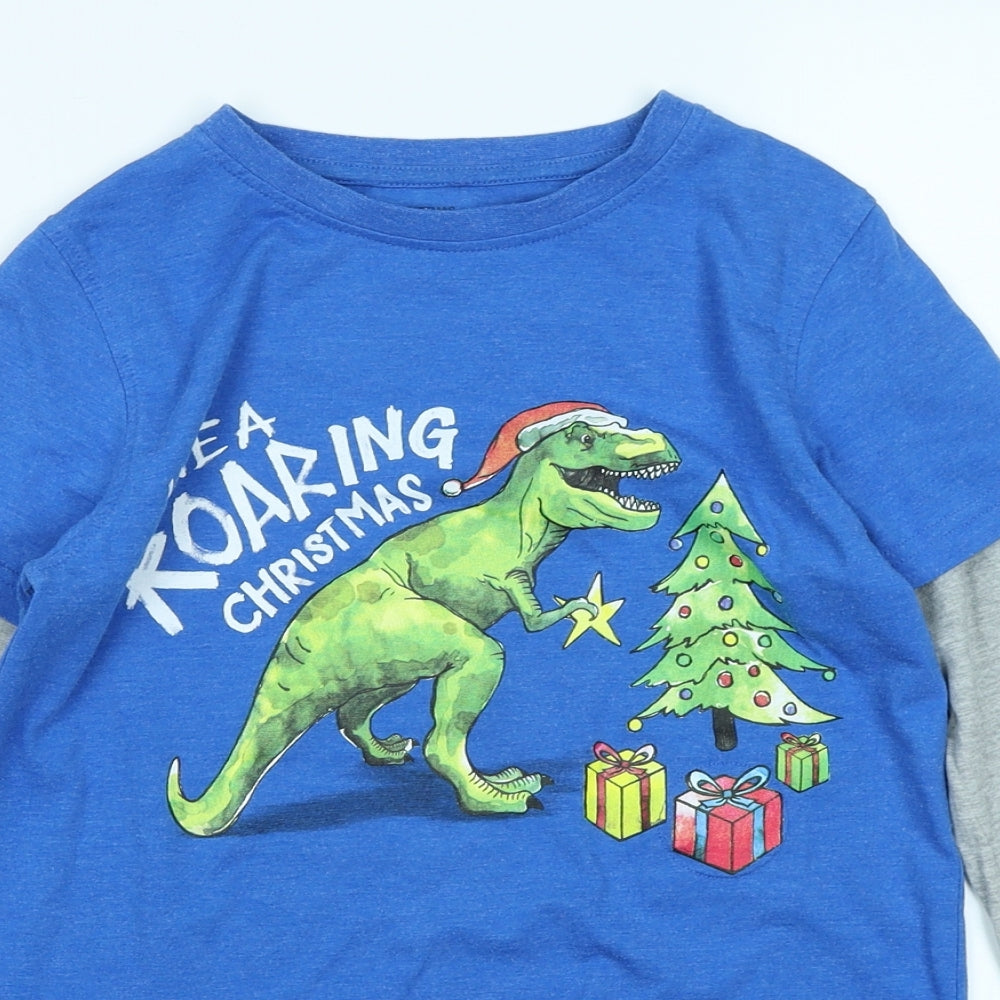 NEXT Boys Blue   Basic T-Shirt Size 10 Years  - Christmas Dinosaur