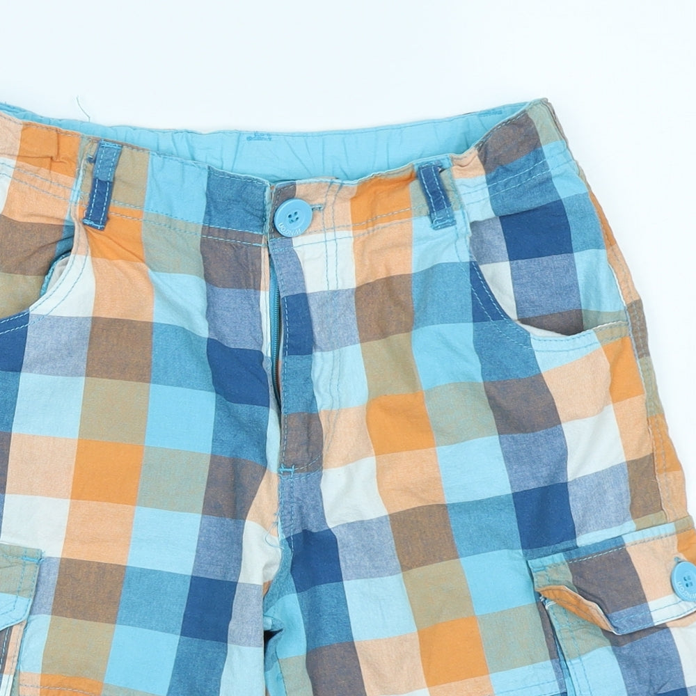 Urban Outlaws Boys Blue Check  Cargo Shorts Size 13 Years