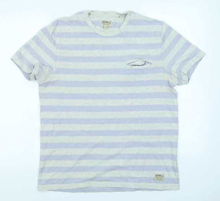 Jack Wills Mens Purple Striped T-Shirt Size M