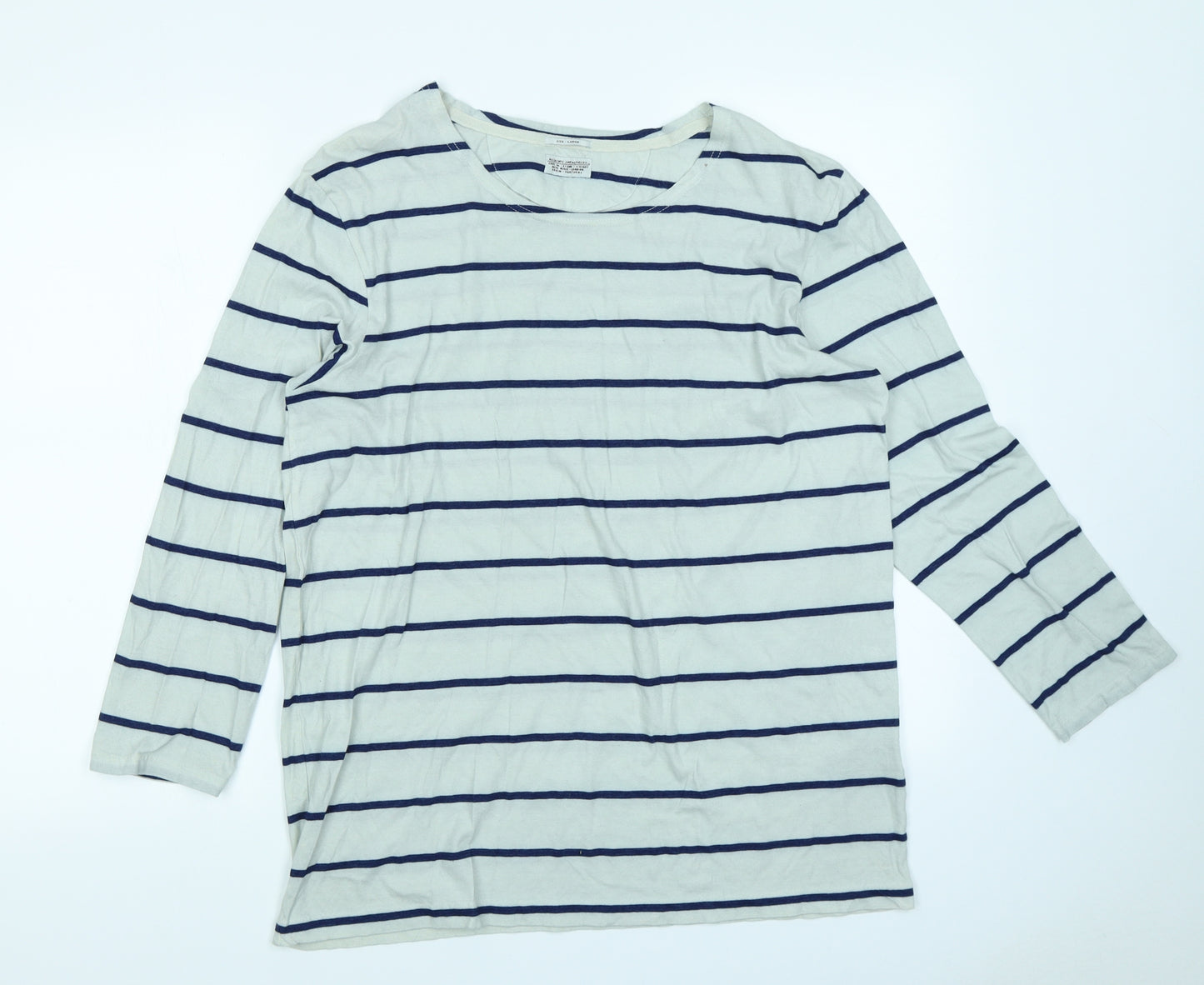 All Saints Mens Blue Striped   T-Shirt Size L