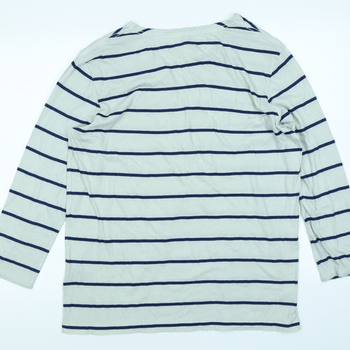 All Saints Mens Blue Striped   T-Shirt Size L