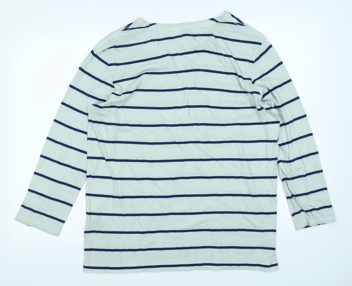 All Saints Mens Blue Striped   T-Shirt Size L