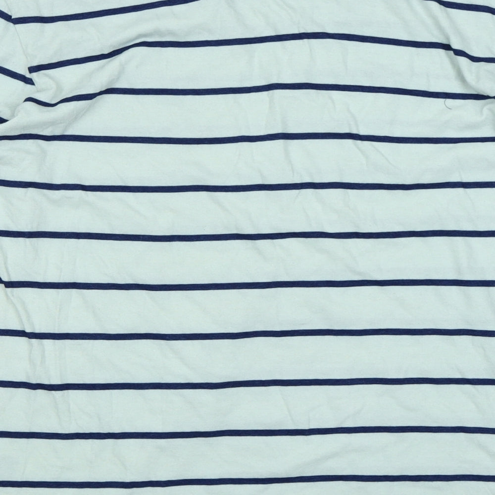 All Saints Mens Blue Striped   T-Shirt Size L