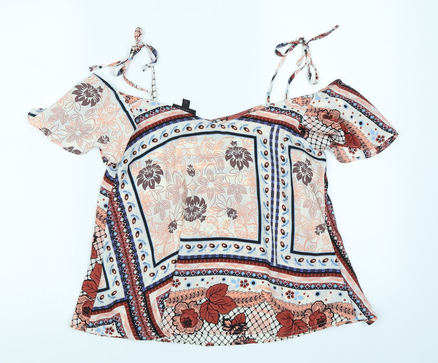Topshop Womens Red Floral  Basic Blouse Size 6