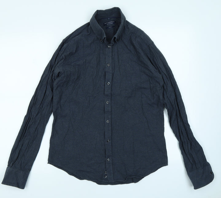 Gino Marcello Mens Blue Dress Shirt Size S