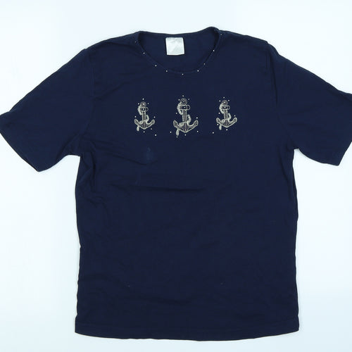 Anne De Lancay Womens Blue   Basic T-Shirt Size 10