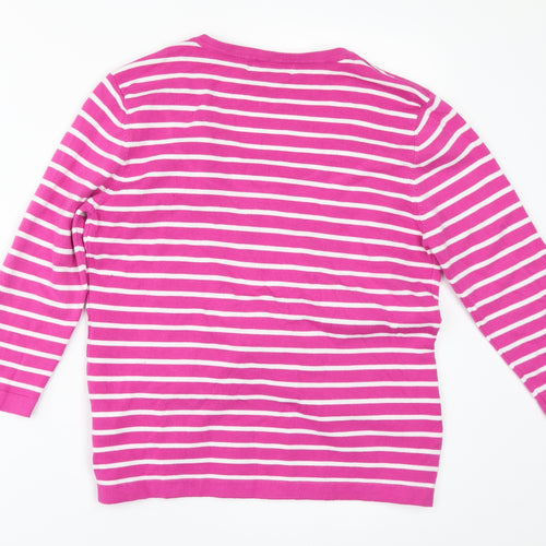 First Avenue Womens Pink Striped  Pullover Jumper Size M