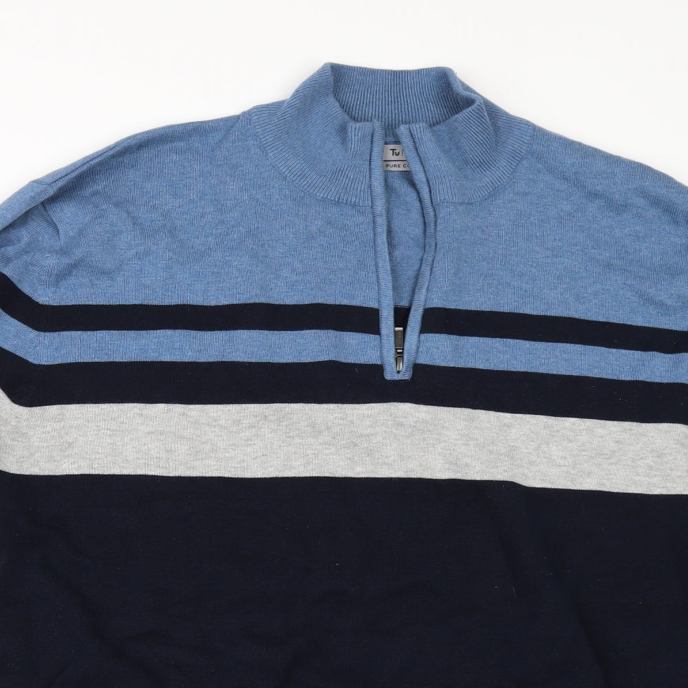 TU Mens Blue Striped  Pullover Jumper Size XL