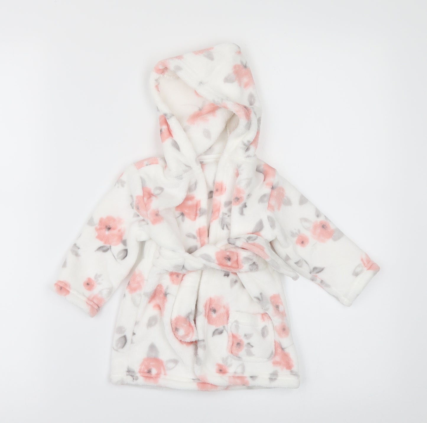 George Girls White Floral  Kimono Robe Size 3-6 Months