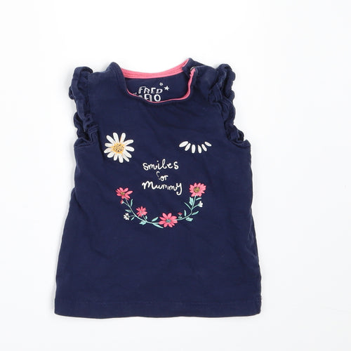 F&F Girls Blue   Basic T-Shirt Size 6-9 Months