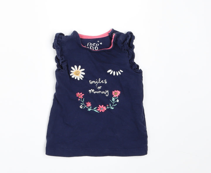 F&F Girls Blue   Basic T-Shirt Size 6-9 Months