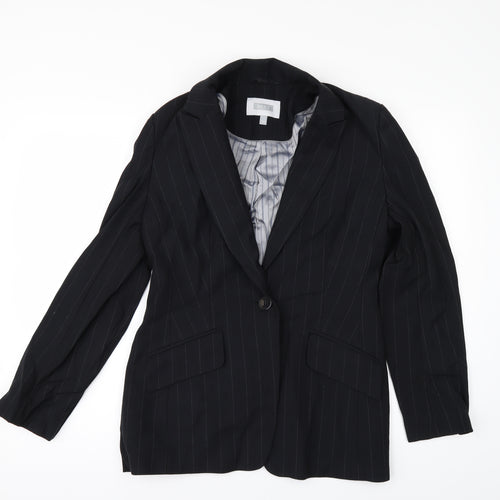 NEXT Womens Black Striped  Jacket Suit Jacket Size 12