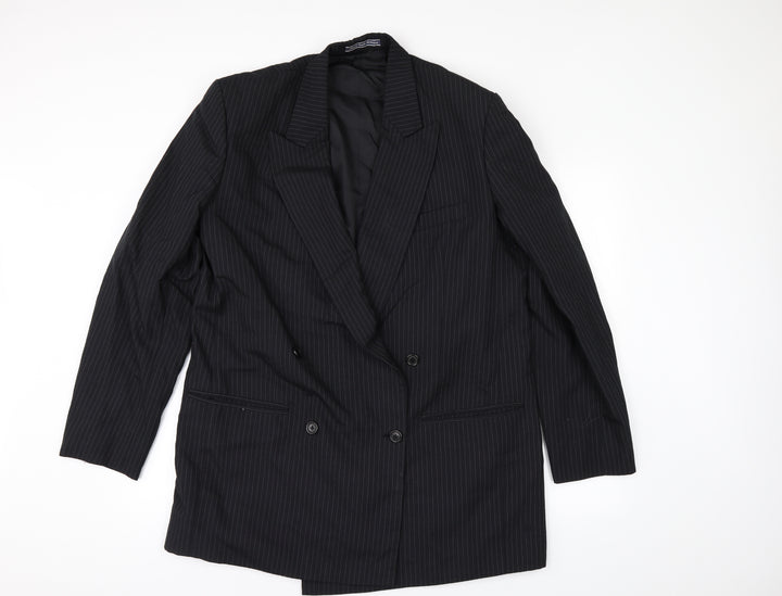 cerrti de la 191 Mens Black Striped Jacket Suit Jacket Size 42