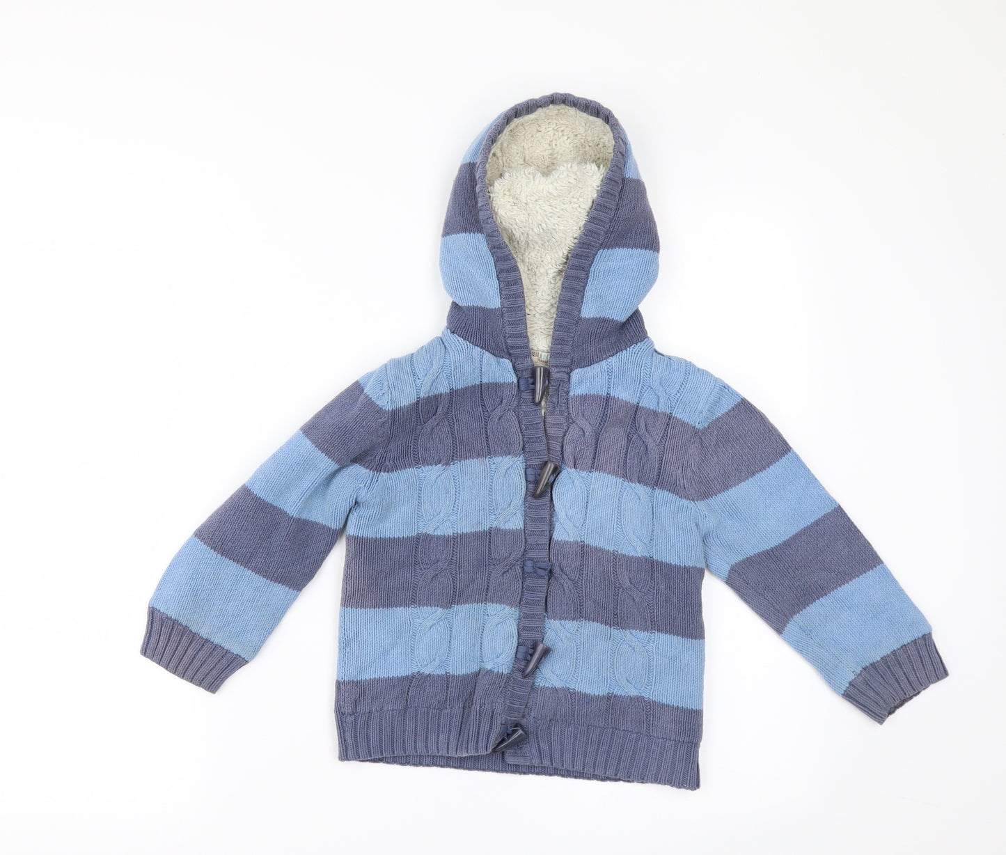 Marks and Spencer Boys Beige Striped  Cardigan Jumper Size 4-5 Years